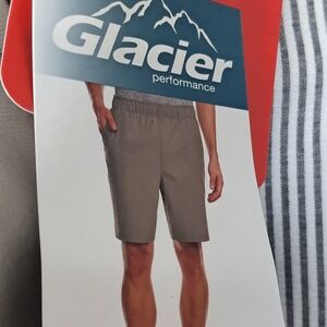 Glacier Performance Mens Medium Brown Shorts Elastic Waist Casual
